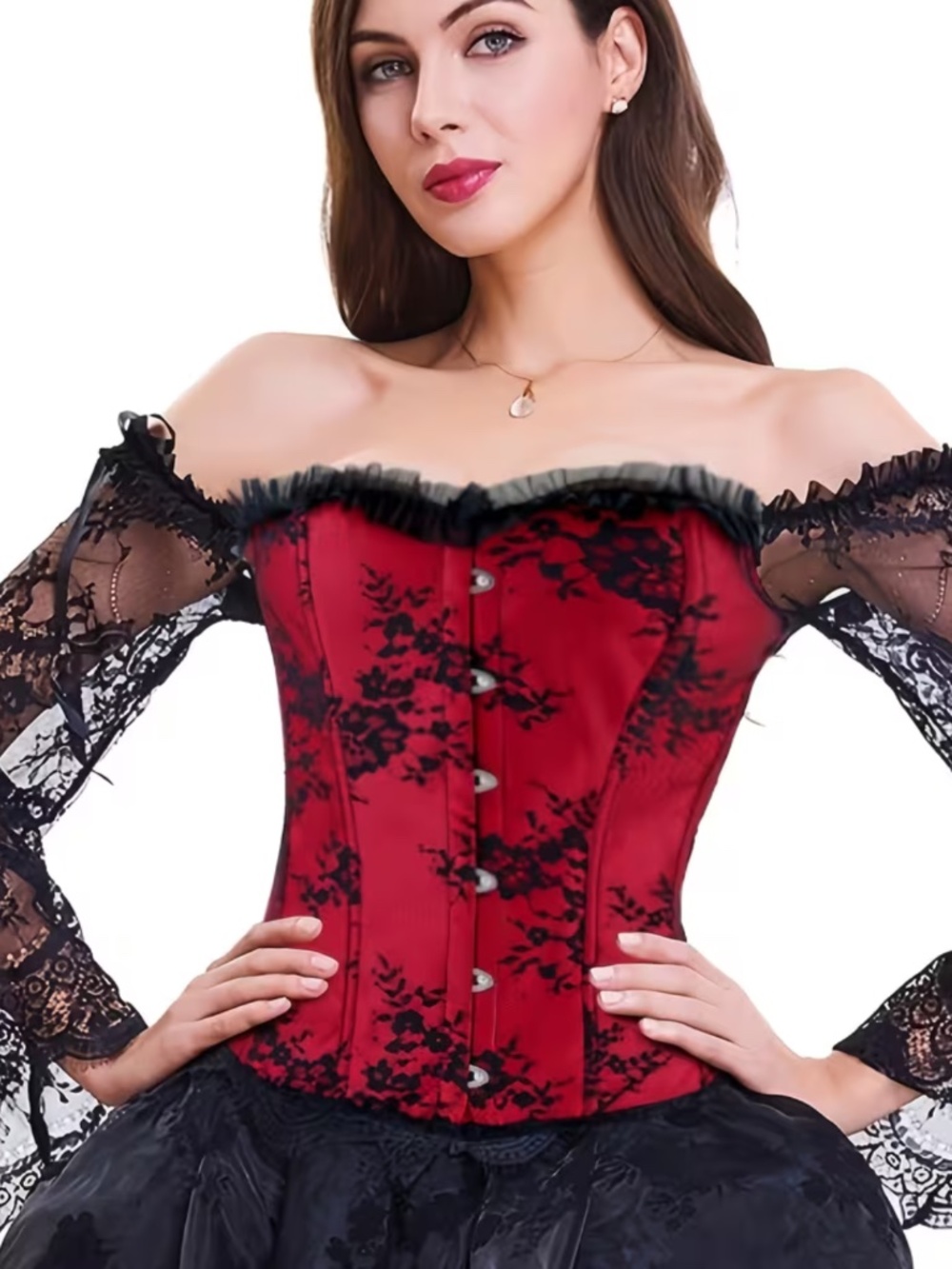 Women’s Red And Black Renaissance Corset Bustier Top Size XL